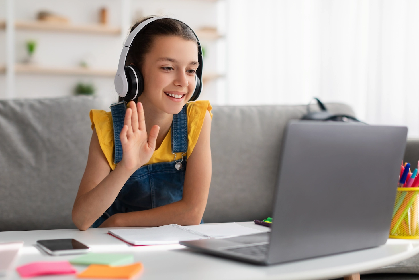 Student in an online teaching session